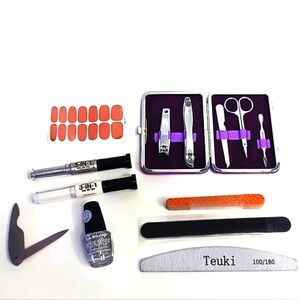 Nail Bundle! Wraps, Glitter Polish, Clippers, Files & Two 3 In 1 Nail Art Pens